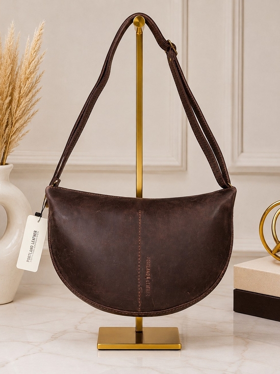 Portland Leather Handbags - Portland Leather - Brand New - Oversized Dark Brown Koala Sling Bag